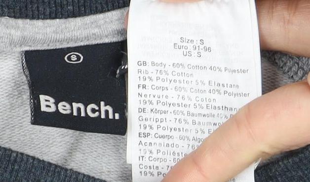 Mens UK Size S Bench Grey Pullover Sweatshirt