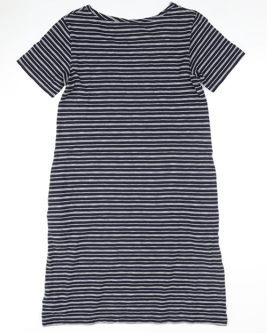The White Company Women's Blue Striped T-Shirt Dress Size 8