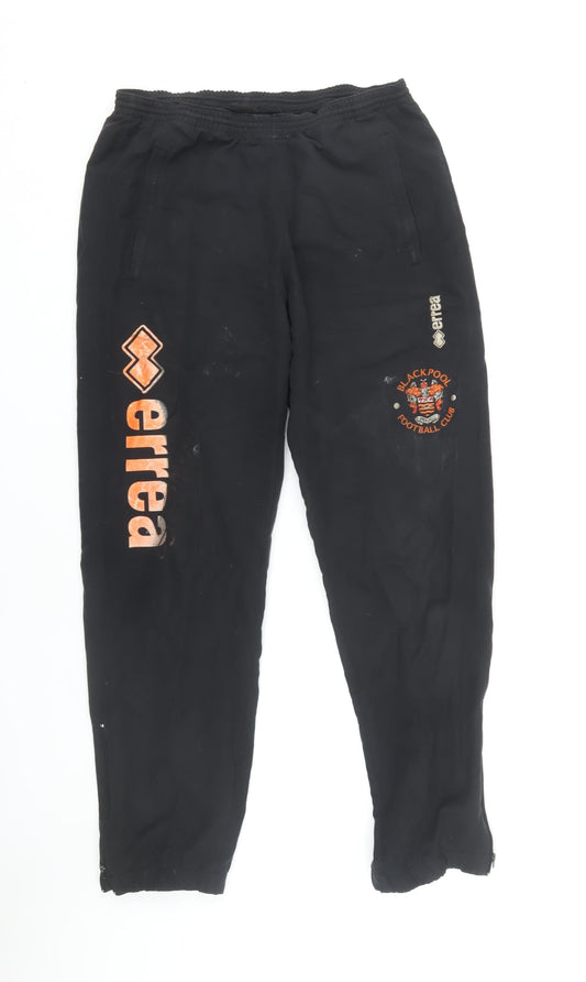 Mens UK Size S errea Regular Fit Track Pants Black Trousers