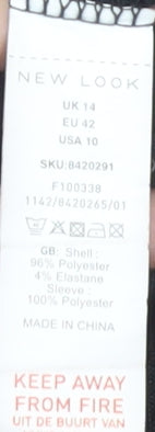 New Look Women's Black Mesh Sleeve T-Shirt Size 14