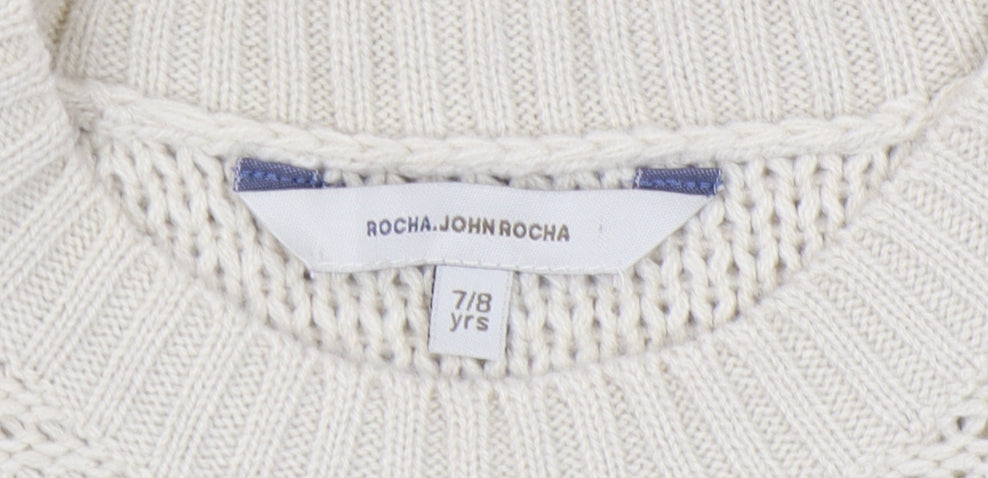 Rocha.John Rocha Girls Ivory Knit A-Line Dress, Size 7-8, Casual