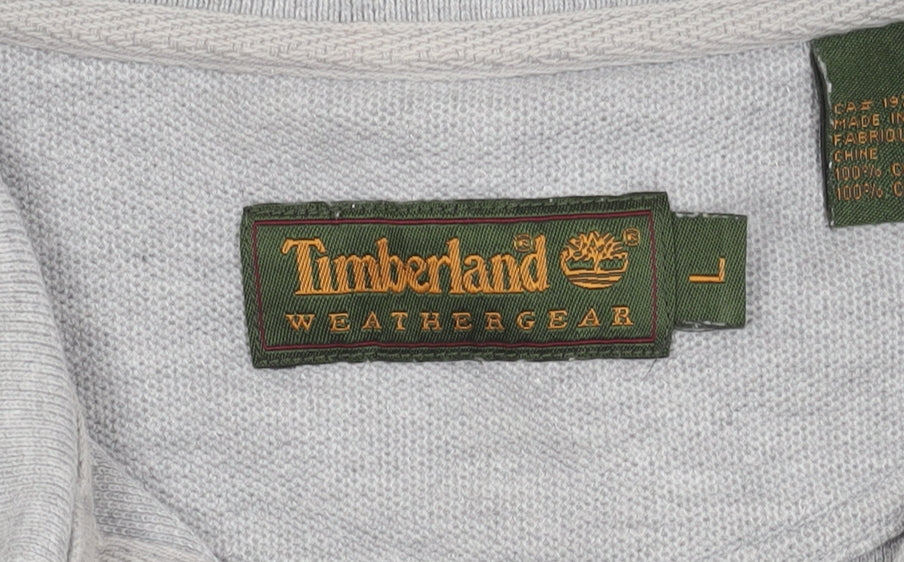 Timberland Men's Grey Polo Shirt L Solid Cotton
