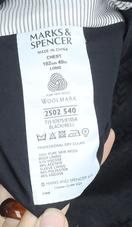Mens UK Size 40 Marks and Spencer Regular Black Suit Tuxedo