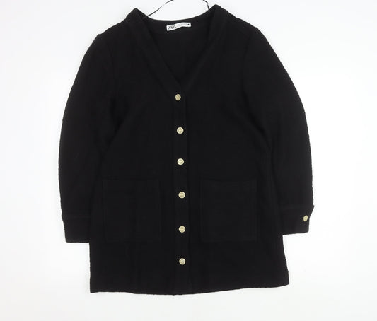Womens UK Size 2 Zara Black Basic Jacket