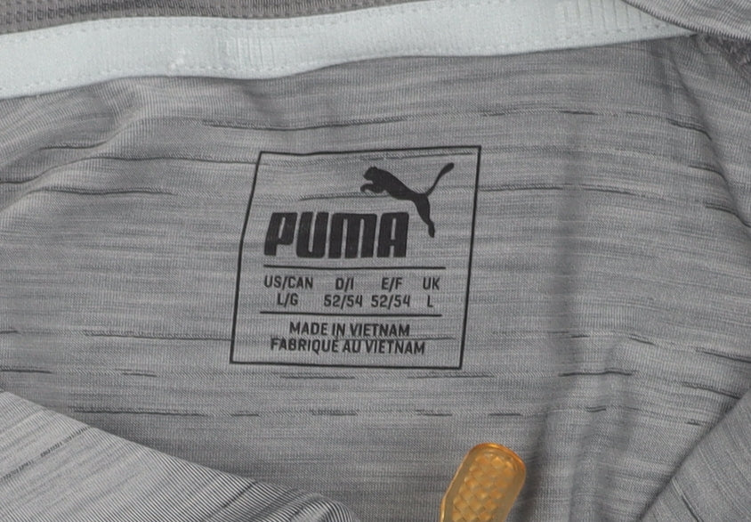 Puma Men's Grey Long Sleeve Pullover, Size L, 1/4 Zip