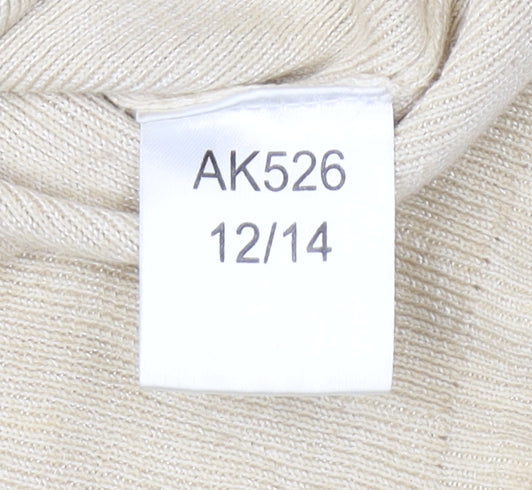 Womens UK Size 12 Riddella Beige Basic T-Shirt