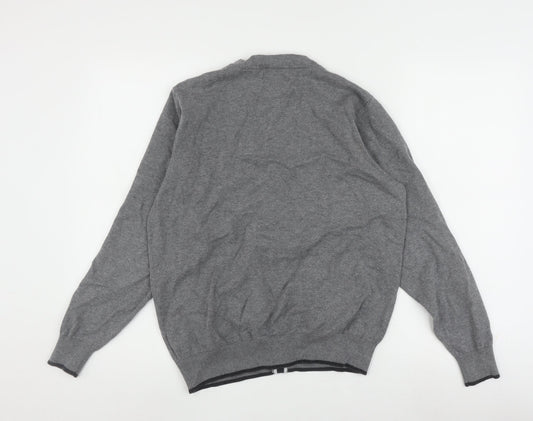 Blue Harbour Men's Grey Cardigan, Size M, Cotton