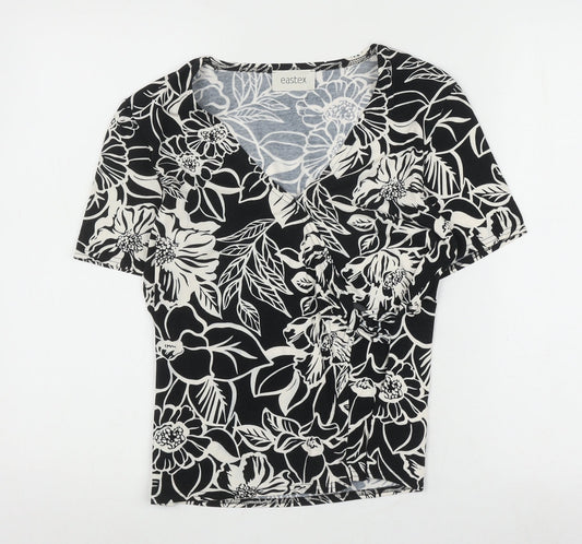 Womens UK Size 10 Eastex Black Wrap Blouse