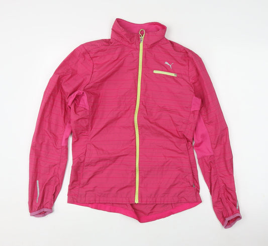 Additional front view of Puma Women's Pink Track Jacket, size 10, Ventilated