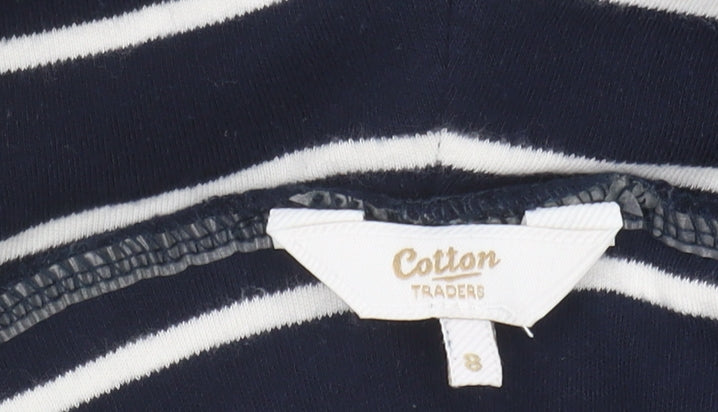 Cotton Traders Women's Blue Striped T-Shirt UK 8