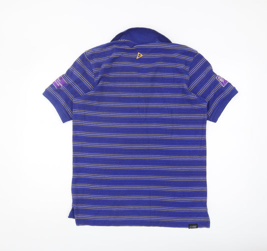 ISC Men's Blue Striped Polo Shirt - Size S