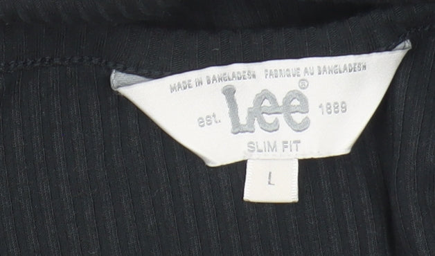 Womens UK Size L Lee Black Basic T-Shirt