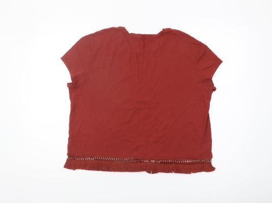 Womens UK Size 18 Marks and Spencer Red Basic T-Shirt