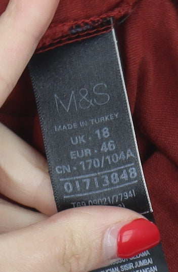 Womens UK Size 18 Marks and Spencer Red Basic T-Shirt
