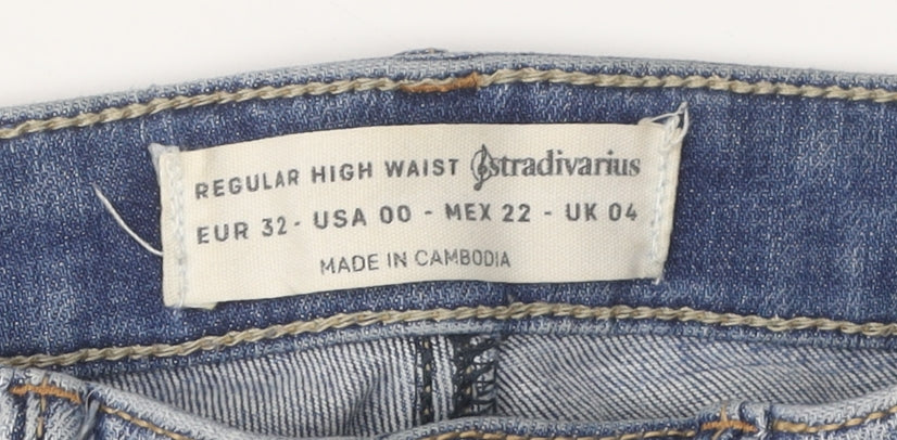Womens UK Size 4 Stradivarius Regular Fit Skinny Blue Jeans