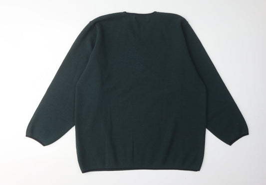 Marks and Spencer Men's XL Green Wool V-Neck Pullover