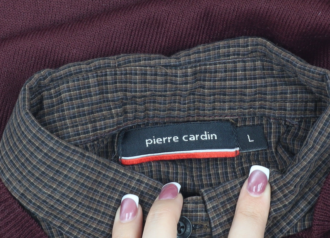 Pierre Cardin Men's Red Pullover Jumper, Size L, Classic Knit