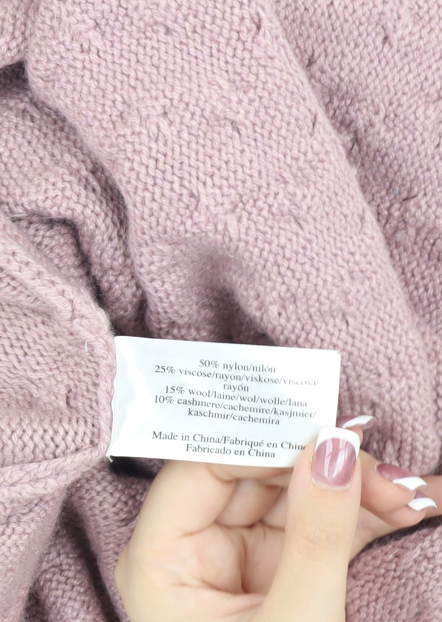 Laura Ashley Women's Pink Knit High Neck Sweater