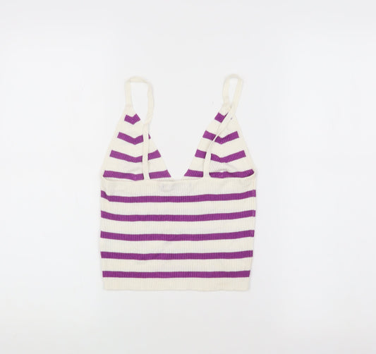 Bershka Teen Multicoloured Striped Cropped Tank, S