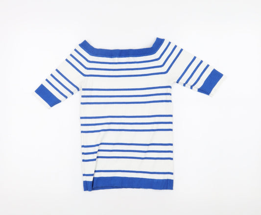 Hush Women's Blue Striped Off-Shoulder Top, Size M