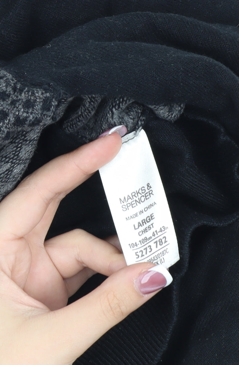 Marks and Spencer Men's Large Black V-Neck Pullover Jumper