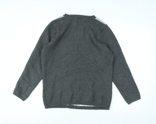 Cotton Traders Unisex Grey Cable-Knit Pullover Jumper Size 12