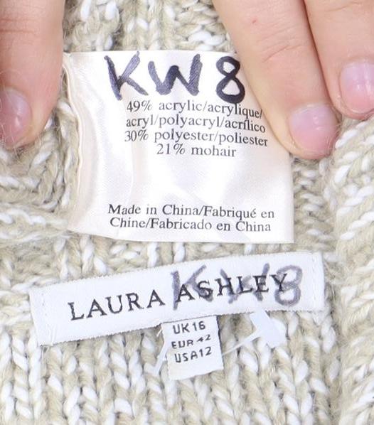 Laura Ashley Women Beige Knit Jumper Size 14