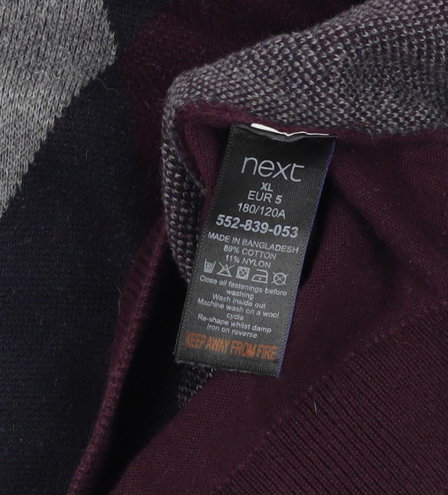 Next Men's Purple Argyle Collared Jumper XL