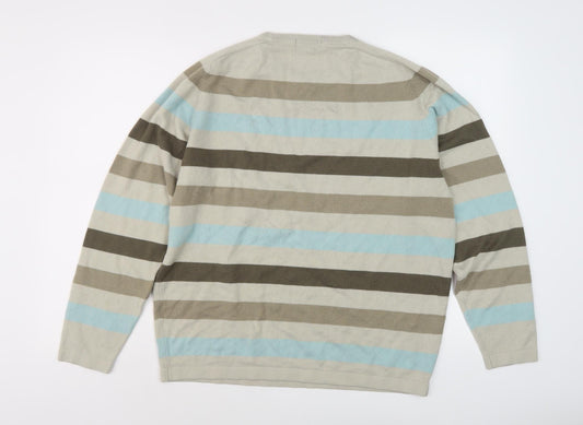Marks and Spencer Men's Multicoloured Striped Pullover, Size L