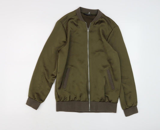 Womens UK Size 8 Topshop Green Bomber Jacket
