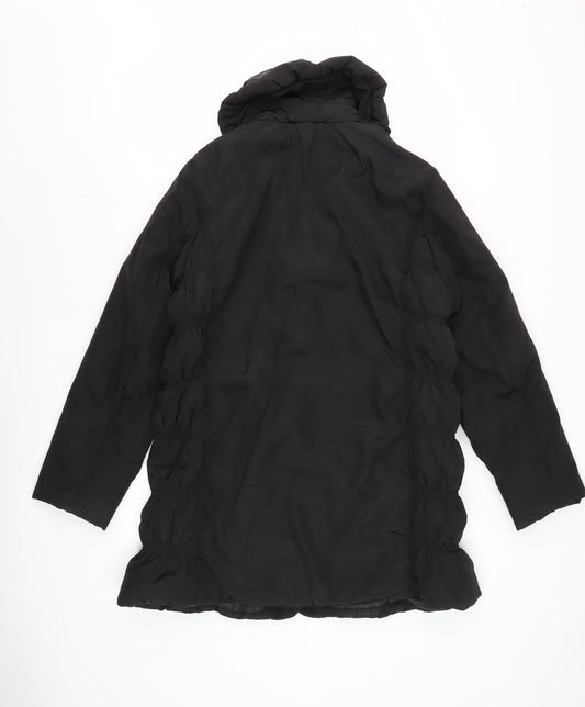 Damart Women's Black Mid-Length Hooded Coat - Size 12