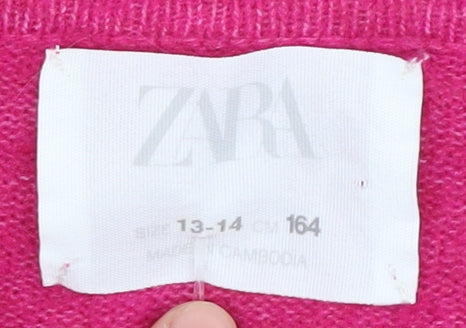 Zara Girls Pink Cardigan, 13-14 Years, Casual Knitwear
