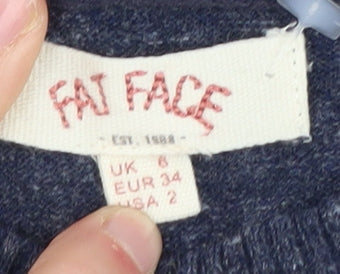 Womens UK Size 6 Fat Face Blue Pullover Jumper