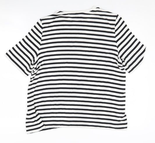 Marks & Spencer Women's Black Striped T-Shirt Size 10