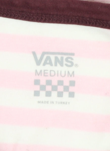 Womens UK Size M VANS Pink Ringer T-Shirt