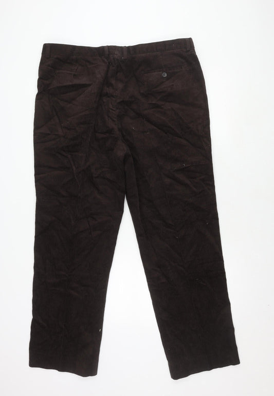 Greenwoods Men's Black Corduroy Trousers, 42in Waist