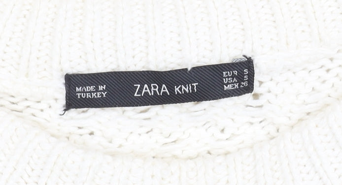 Womens UK Size S Zara Knit Ivory Pullover Jumper