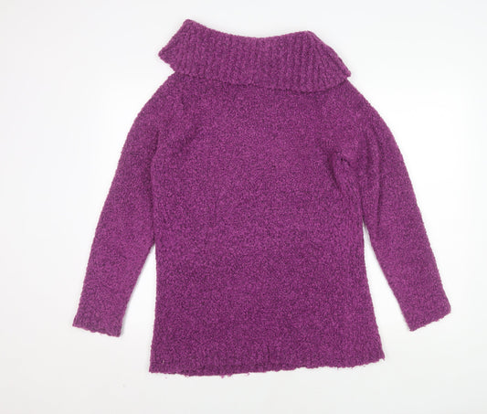 EWM Women's Purple Cowl Neck Pullover S