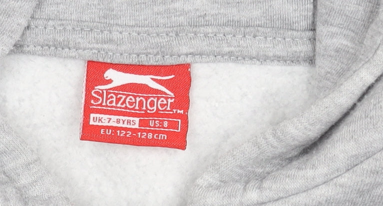 Slazenger Boys Grey Hooded Jacket 7-8Y Full Zip New