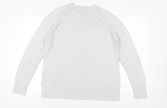 Damart Women's White Crew Neck Thermal Pullover M