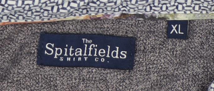 Spitalfields Men's Blue Polo Shirt XL, Button Accents
