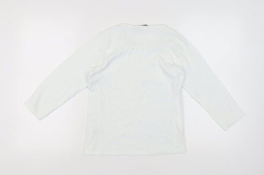 Isle Women’s White Cotton Long Sleeve Top - Size S 10-12
