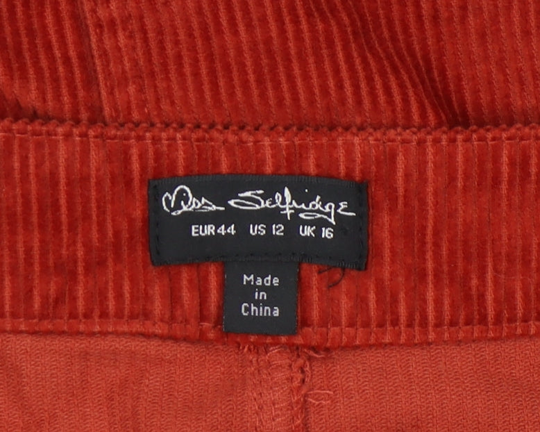 Miss Selfridge Women's Red Corduroy Skirt Size 16