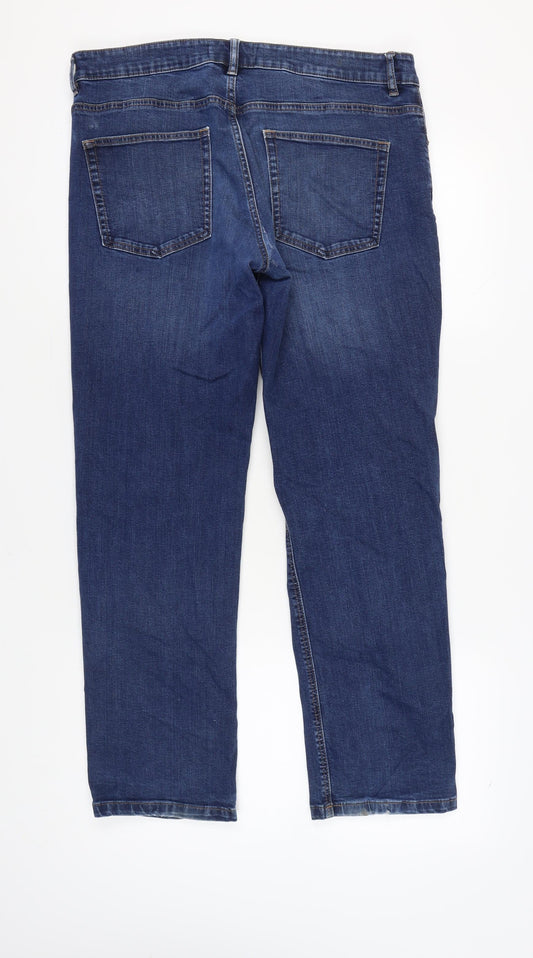 Next Men's Blue Straight Jeans, Size 35, Medium Wash