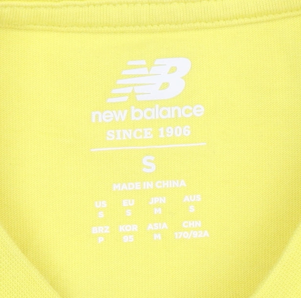 New Balance Men's Yellow Crew Neck Logo T-Shirt S