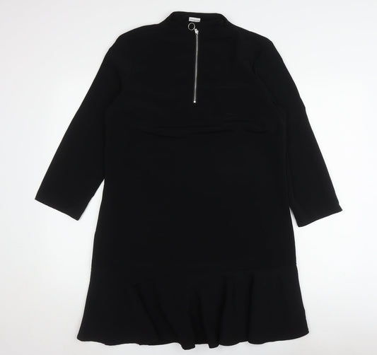 Additional front view of JACQUELINE de YONG Black A-Line Dress, size 10