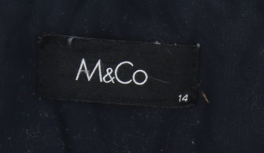 M&Co Women's Black Parka Size 14 Hooded Casual