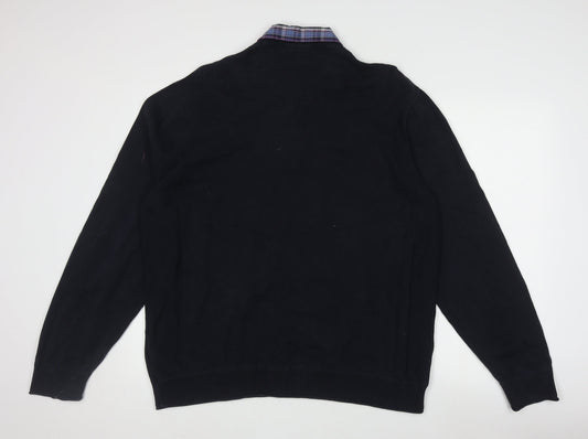 North Coast Men's Black 2XL Henley Jumper, Cotton