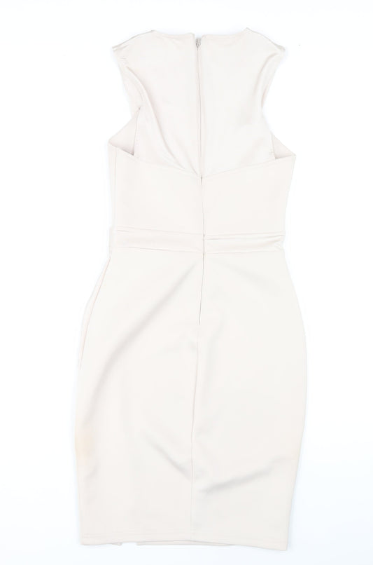 Lipsy London Ivory Sleeveless Sheath Dress - Size 8