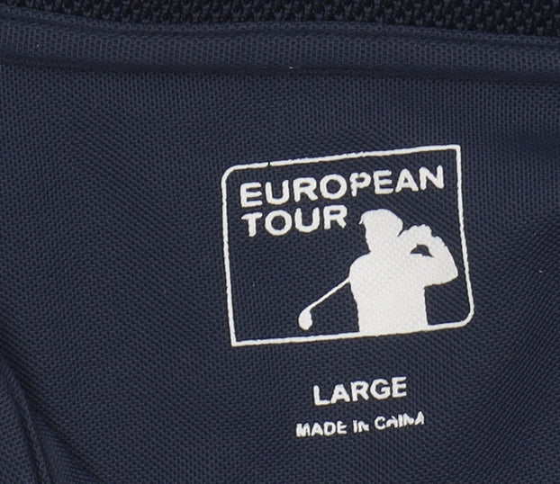 European Tour Men's Blue Polo Shirt Size L Golf Style